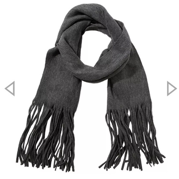 Lucky Brand Scarf Solid Dark Grey Brushed Fringe 14" x 88" Warm Cozy Minimalist - Picture 7 of 7